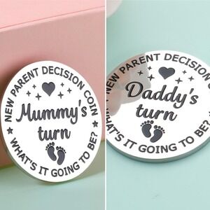 New Parent Decision Coin ~ Funny Gift For First Time‎ Parents ~ NEW In BOX